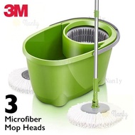 Nanly 3M Scotch-Brite 360° Spin Mop Bucket Set with 3 Microfiber Mop Heads