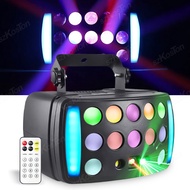 DJ Lights, Stage Disco Light 4 in 1 with RGBW Derby Beam, Red Green Pattern Light, Led Strobe and Dynamic Marquee, Remote &amp; DMX Control Great for Disco Club Party DJ Stage Lighting