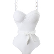 swimming suit woman swimming suit kid Muzhi Sexy Swimsuit Women One-Piece Pure White Pit Strip Floor