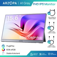ARZOPA A1-15.6'60Hz Kickstand Portable Gaming Monitor, 1080P FHD with USB C HDMI Monitor Extension S