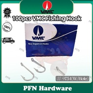 VMC 100Pcs #9754 Fishing Hooks WITH Hole High Carbon Steel Hooks Worm Senko Bait Jig Fishing 💥READY 