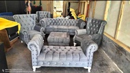 Sofa kancing 3 seater / kursi tamu model chesterfield ukuran 3 1 1 1 bench  desain elegan dan mewah