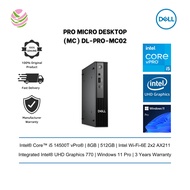 Dell Pro Micro (MC) Mini Desktop (i5 14500T vPro(R), 8GB, 512GB, Intel UHD,  W11 Pro, 3yrs) DL-PRO-M
