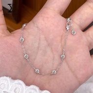 100% S925 Sterling Silver Round Diamond Shining Bubble Bracelet Simple Fashionable All-Match