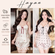 BN2 sexy 2s pajamas set with pretty bow pattern and PADDING, seductive silk set BN2 FOAM