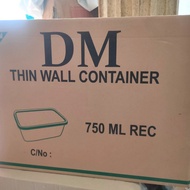 1 Dus Thinwall DM 750Ml Food Container Persegi Panjang Food Grade