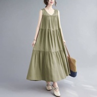Dress murah Wanita terlaris lola lekbongBahan Katun Rayon Viscone Panjang Polos Import Korean Style 