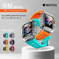 SET TRANSPARENT RM ICE Watch + CASE for Apple Watch Series 8 7 6 SE 5 4 With 45mm Case Size 44mm/ - 