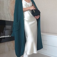 Green 針織外套 長版針織開襟外套 羊毛針織大衣 寬鬆針織外套