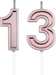 13th & 31st Birthday Candles, Rose Gold Number 13 31 Candle for Cake Decoration on Birthday Party or