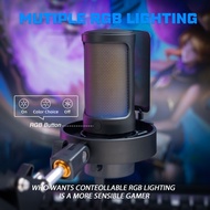Fifine A8 / A-8 USB Microphone with Controllable RGB Live Monitoring Input Dial Pop Filter Mic for S