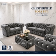 SOFA CHESTERFIELD （3Seater + 2Seater + 1Seater + Meja Coffee） Modern Sofa Set  Living Room Sofa Furn