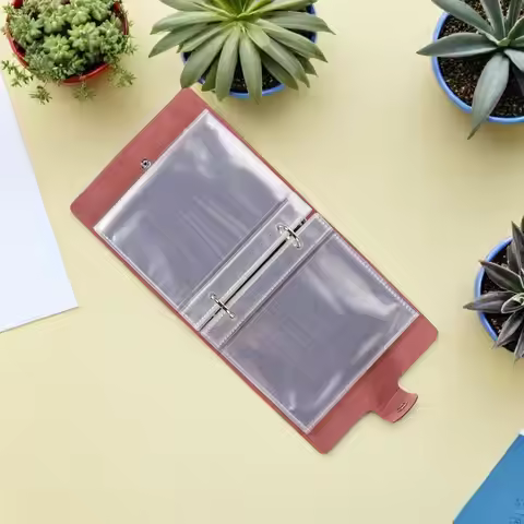 Seed Storage Organizer Binder Fake Leather Seed Packet Organizer with 25 Clear Pockets 50 Envelopes 