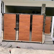 pagar rumah minimalis stainless stell combinasi grc Wood plank