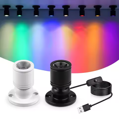 1W Led USB Spotlight With Swtich On/Off,5V USB Charging Port,Atmosphere Decor Lighting for Collectib