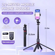 P225 Selfie Stick Tripod 220CM  Retractable Phone Tripod With Wireless Remote Control