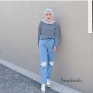 Cloud pattern baggy jeans, baggy jeans