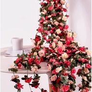 45 Rose Vines Indoor Ceiling Decoration Vines Wedding Arch Winding Fake Flowers Rose Vines