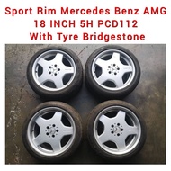Sport Rim Mercedes Benz AMG 18 INCH 5H PCD112 With Tyre Tayar Tire Bridgestone 245/45/R18 For CL500 CL55 CL600 S500 S600