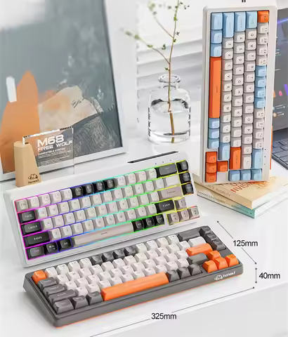 70% Layout Wireless Keyboard Russian Spanish Arabic Korean Keyboard 68 Kesy FreeWolf M68 Rainbow Lig