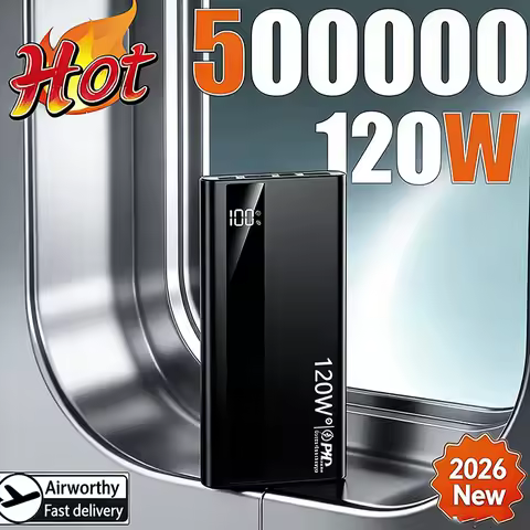 500000mAh High Capacity PowerBank 120W Super Fast Charging Portable External Battery Powerbank for i