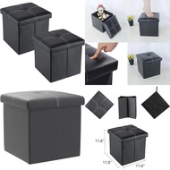 2026 Black Leather Storage Ottoman Coffee Table With Folding Foot Stool, 11.8x11.8x11.8 Inches, Set 