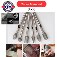 MATA Diamond Tuner Bit 3x6mm Diamond Die Grinder Bit Cuner Burs Diamond Grinding Mini Grinder Bit Dr