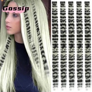 GOSSIP Clip in Hair Extensions, Synthetic Colorful Hair Highlights,  18 Inches Straight Stripe Print