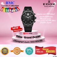 Edox Grand Ocean Chronograph Big Date Black PVD & Steel Mens Luxury Sport Watch 10023-357N-NIN