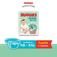 HUGGIES AirSoft Tape NB68/ S58/ M52/ L44/ XL38/ XXL32 (3 Packs)