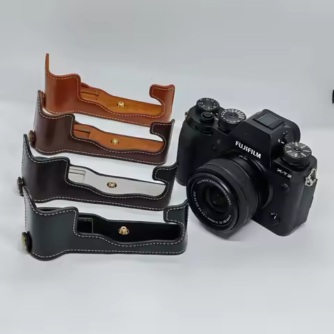 PU Leather Half Body Case for Fujifilm XT2 XT3 Fuji X-T2 X-T3 Camera Cover Bag Battery Opening Base 