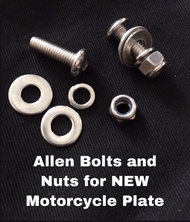 Stainless Steel Allen Button Cap Bolts and Nuts for NEW MOTORCYCLE PLATE NUMBER (2PCS Pair/Set)