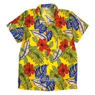 6สี 7ไซส์ เสื้อลายดอก เสื้อเชิ้ตฮาวาย เสื้อสงกรานต์ ไซส์เล็ก ไซส์ใหญ่ Hawaiian Shirt Aloha Hibiscus 