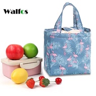WALFOS Portable Lunch Bag Canvas Stripe Insulated Cooler Bags Thermal Food Picnic Lunch Bags Kids Lunch Box Bag Tote