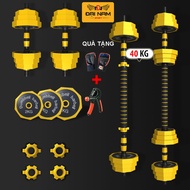 Bộ Tạ Tay Đa Năng 40kg Tháo Lắp Chất Liệu Bột Thép Bọc Vành Nhựa Thế Hệ Mới Đại Nam Sport + Tặng Kìm