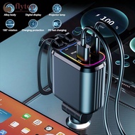 FLYTOP 4 in 1 Retractable Car Charger Fast Charging with Roof Starlight USB C Cable Starlight in Aut