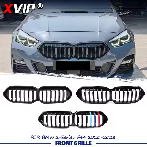 XVIP Single Line Style Black For BMW 2-Series F44 2020-2023 Front Bumper Racing Grille Glossy Black 