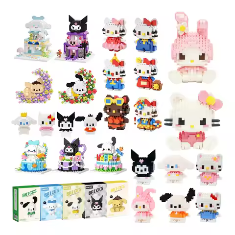 99 style SANRIO Hello Kitty Building Blocks Cartoon Figures Kuromi Bricks My Melody Children's Assem