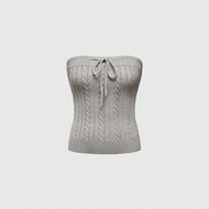 Áo len không tay ống xoắn thắt nút màu trơn Himekaji dành cho nữ