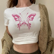Butterfly 90s aesthetic fairycore 90s streetwear crop top girl cyber y2k kawai goth korean fashion t