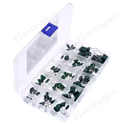 150pcs 100V 15Kinds Polyester Film Capacitor assorted kit 0.33nF 0.47nF 0.56nF 1nF 3.9nF 6.8nF 10nF 