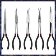 (RZDW) Extended Handle Needle-Nose Pliers 5-Piece Set Spare Parts Elbow O-Shaped Pliers 25/45/90 Deg