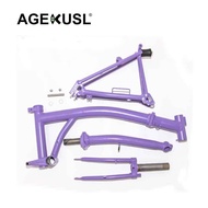 AGEKUSL Bike Frame Set Front Fork Rear Triangle Fork Stem Use For 16 inch Brompton Folding Bicycle