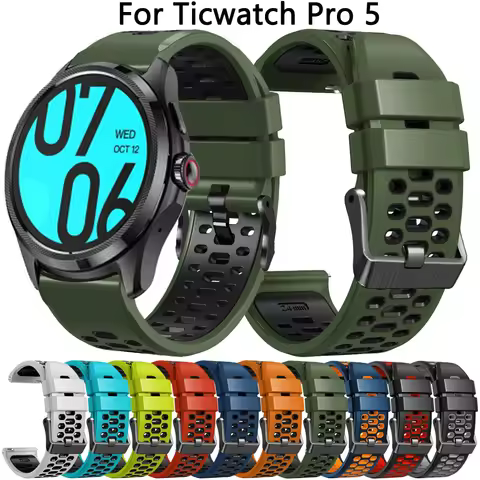 For TicWatch Pro 5 Strap 24mm Correa Silicone Band Belt For TicWatch Pro5 Watchband Smartwatch Acces