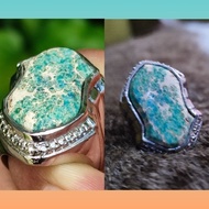 Cincin Capal Al Musthofa~Permata Firus Habibi Flat Top Design~Alpaka Super Chrome~Ready Stock