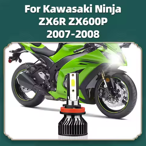 1Pc Motorcycle LED H11 Headlight For Kawasaki Ninja ZX6R ZX600P 2007 2008 Autobike Moto Bike Headlam