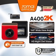 70mai A400 Car Recorder Dash Cam Night Vision Rear Dash Cam QHD 1440P Front and Rear Dashcam