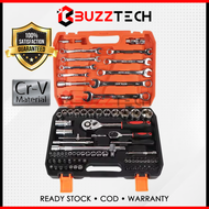 BuzzTech Original 82pcs Cr-V Combination Socket Wrench Ratchet Spanner Tools Set Box Car Motor Spark