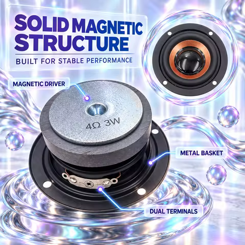 2 Pcs 64mm 4 Ohm 5W/3W Speakers Subwoofer 45 Core Magnetic Round Bass Loudspeaker DIY Mini Portable