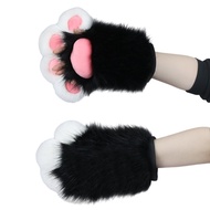 CFGYU ถุงเท้าอุ้งเท้าแมวสาวปีศาจฮาโลวีนคอสเพลย์ Squeak Props อุ้งเท้า Fursuit DWEVG